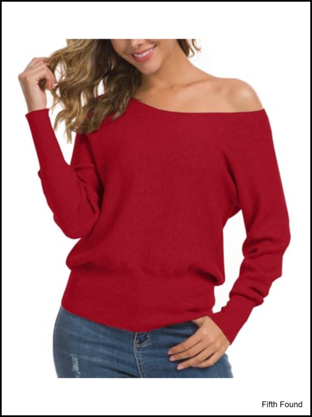 Off Shoulder Knit Sweater Long Sleeve Loose Pullover Jumper